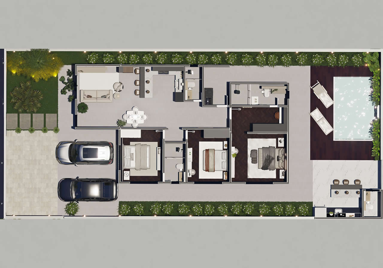 Planta humanizada — apartamento de dois quartos